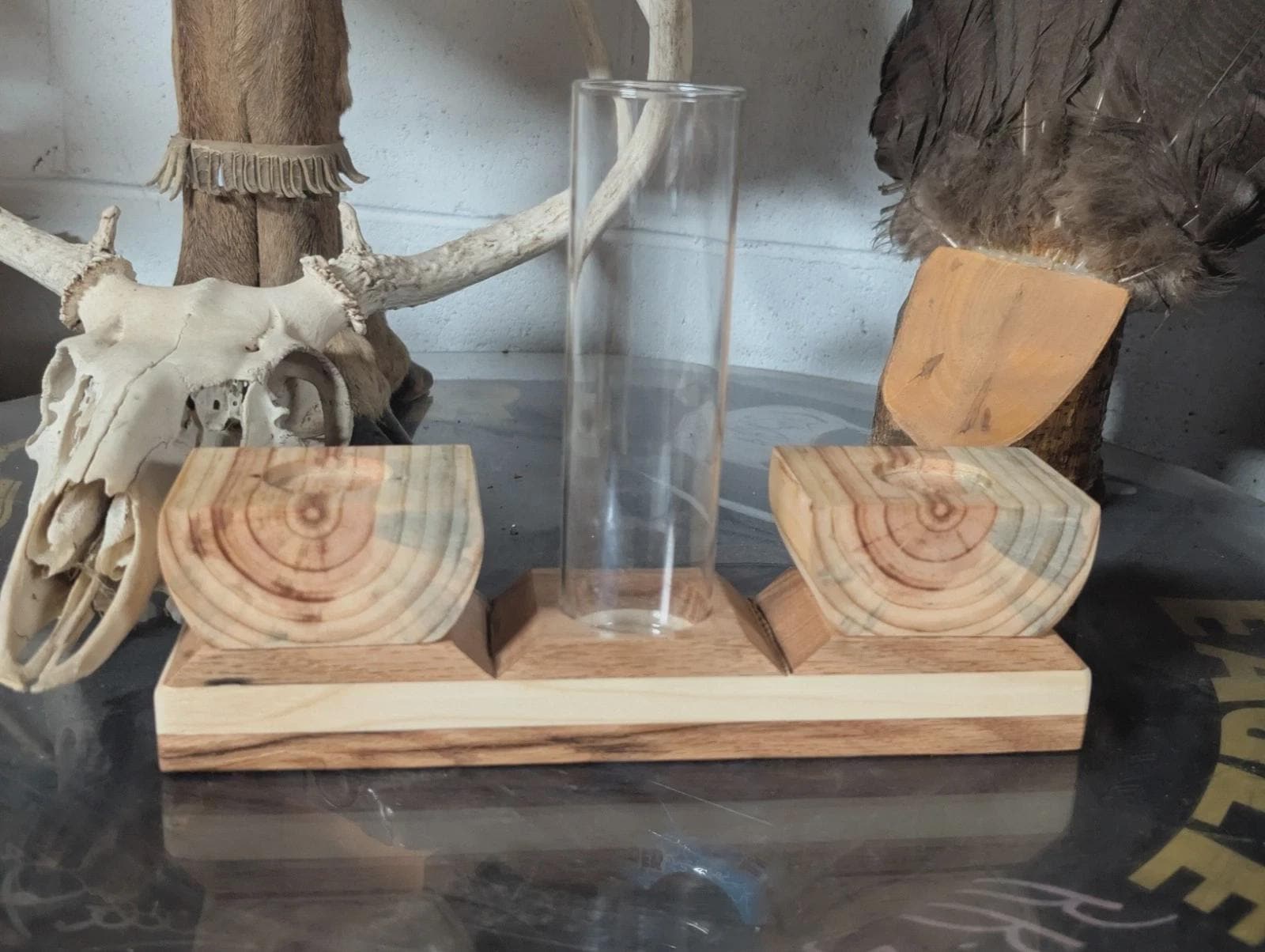 Hand Crafted Rustic Flower And Candle Holder In A Farmhouse Style