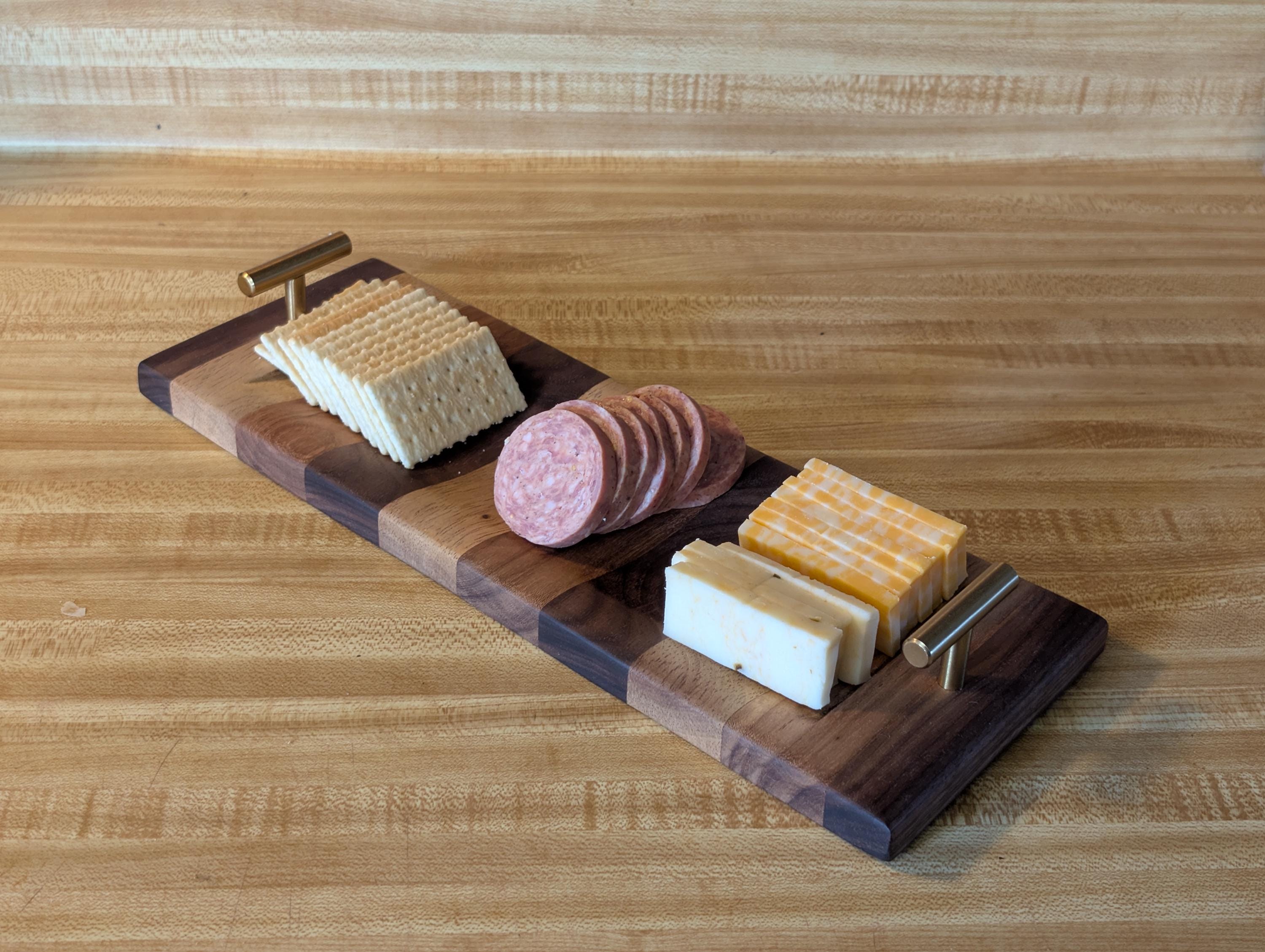 Handcrafted Multi Wood Exotic Wood Serving Tray with Handles. Food Safe.