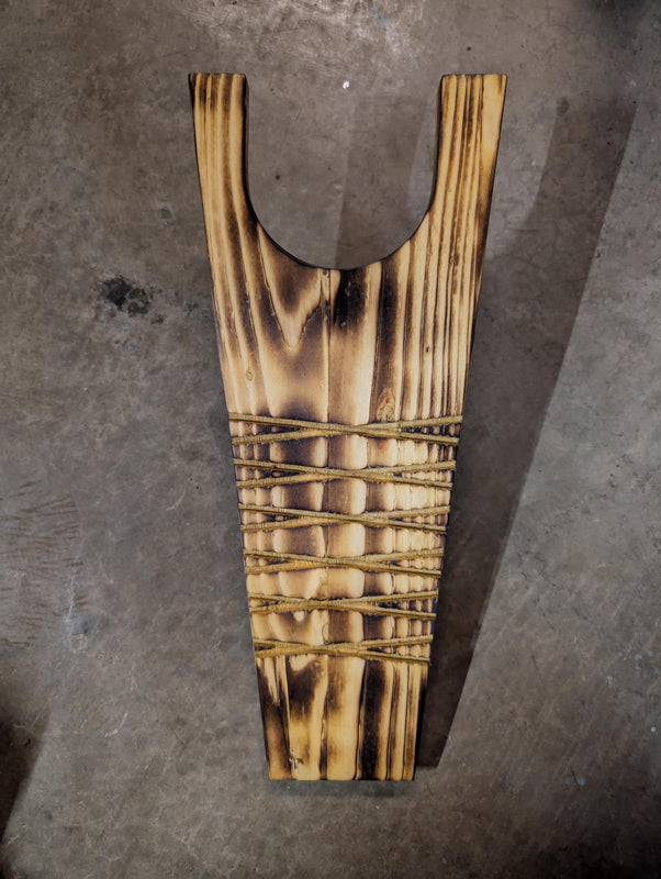 Rustic handcrafted boot jack. Hand crafted from natural wood, and stained to desire.