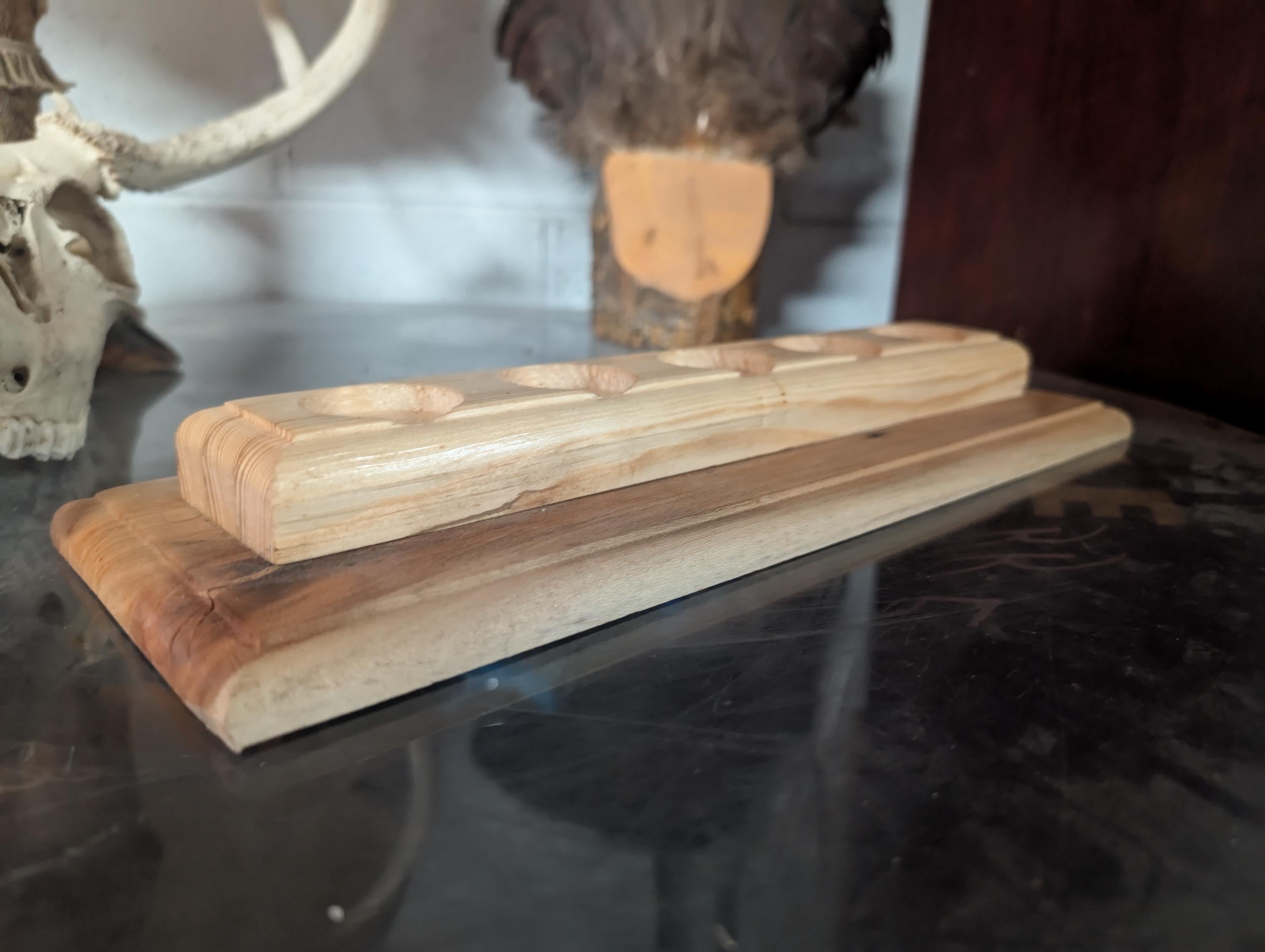 Rustic Hand Crafted Wooden Candle Holder For 5 Candles