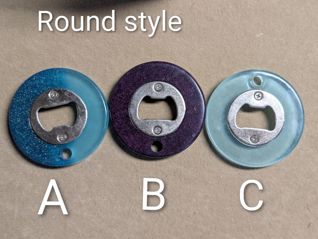Circle Shaped Handcrafted Resin Bottle Opener: USA Made, Magnetic Option