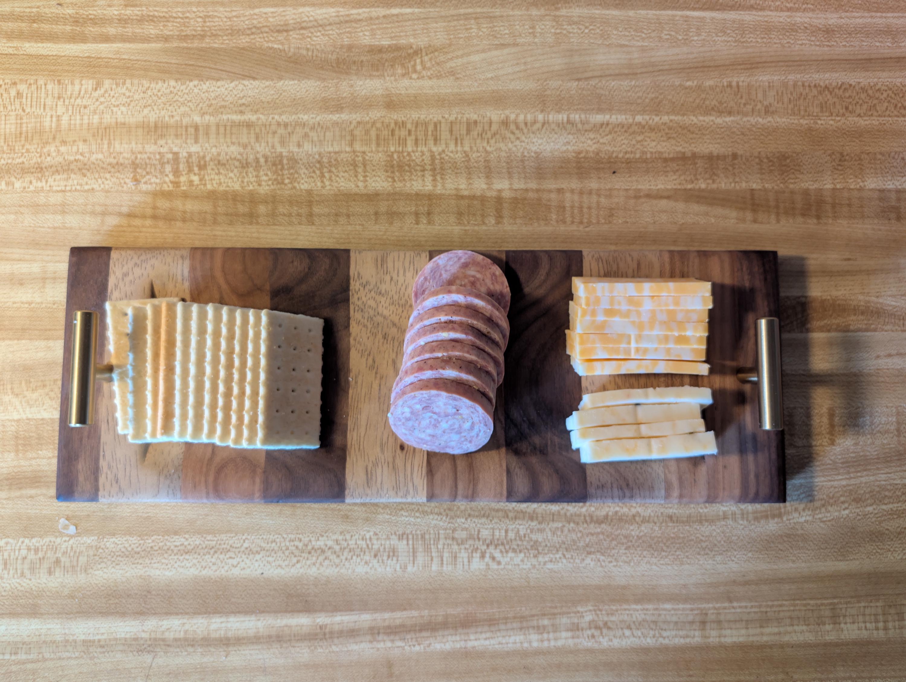 Handcrafted Multi Wood Exotic Wood Serving Tray with Handles. Food Safe.