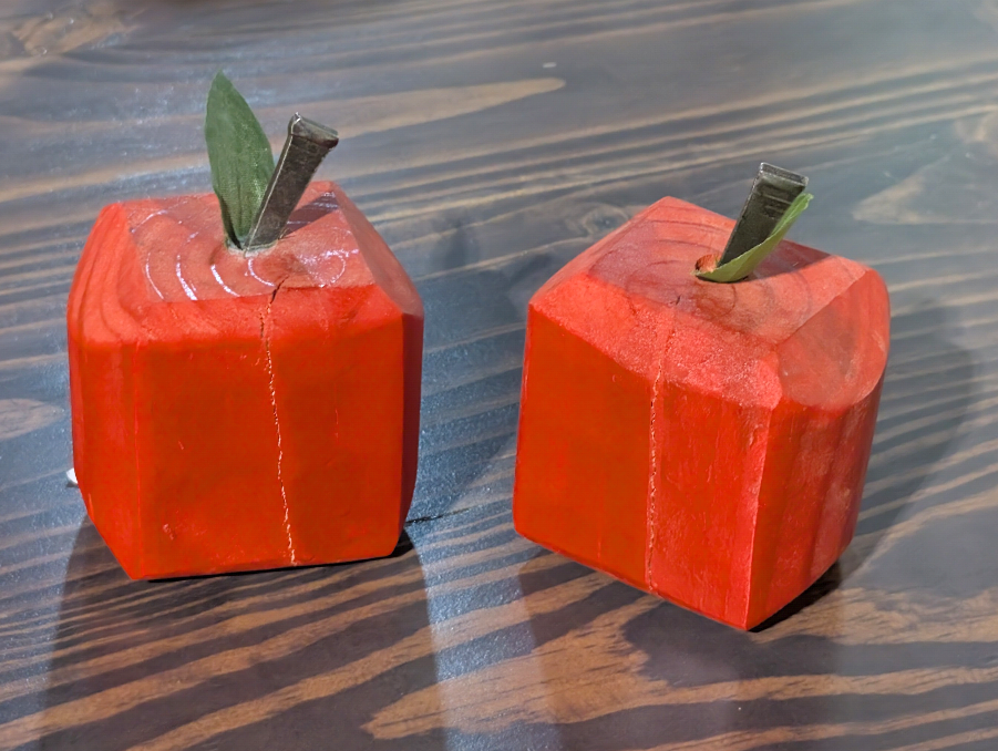 Hand-crafted wooden teachers apple