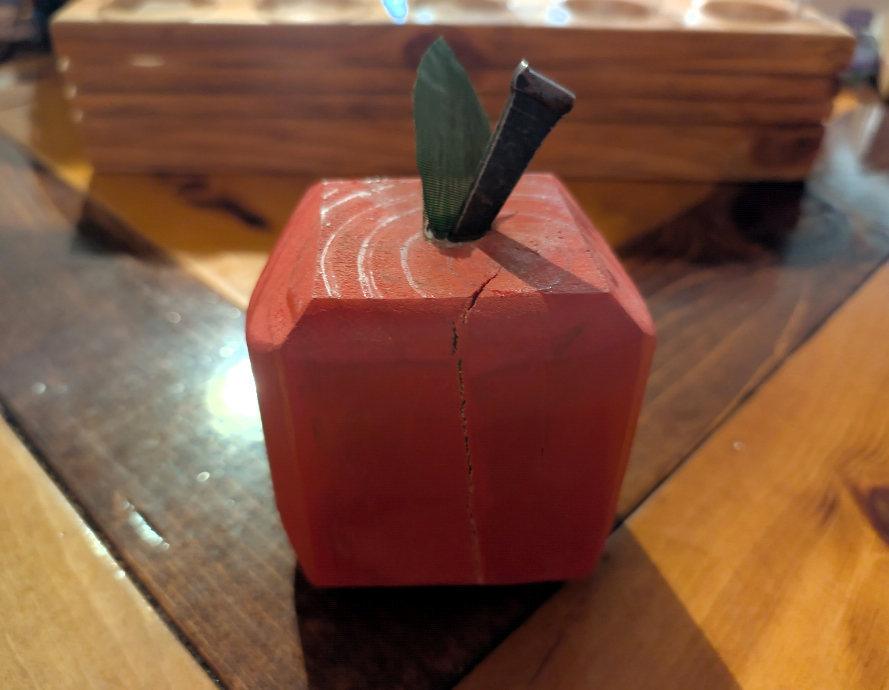 Hand-crafted wooden teachers apple