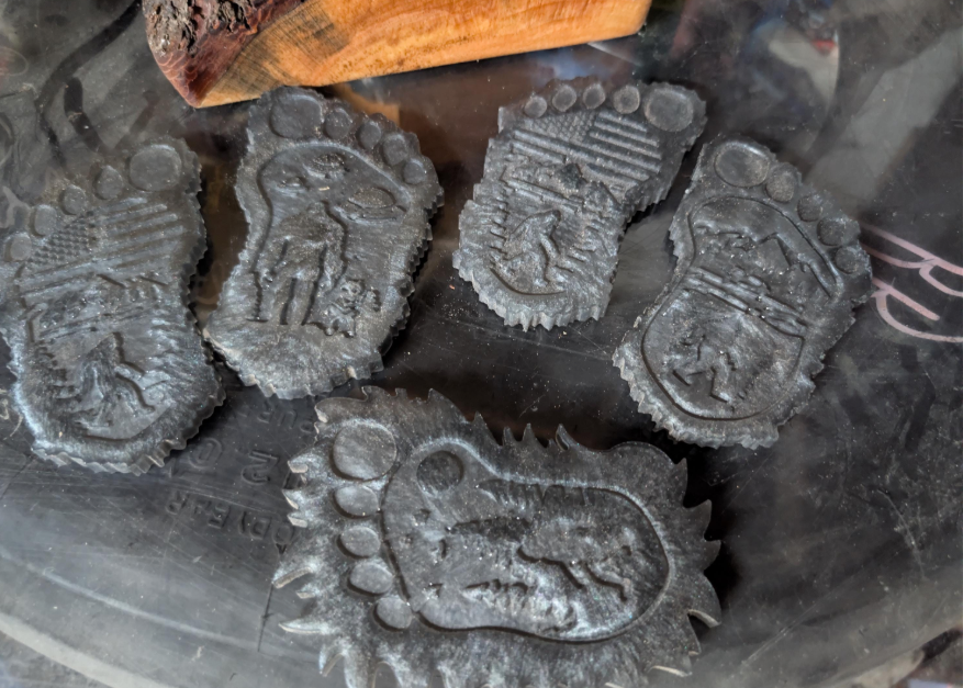 Hand Crafted Resin/epoxy Bigfoot Coaster  Set  with live edge coaster holder