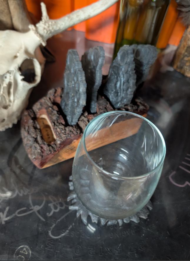 Hand Crafted Resin/epoxy Bigfoot Coaster  Set  with live edge coaster holder