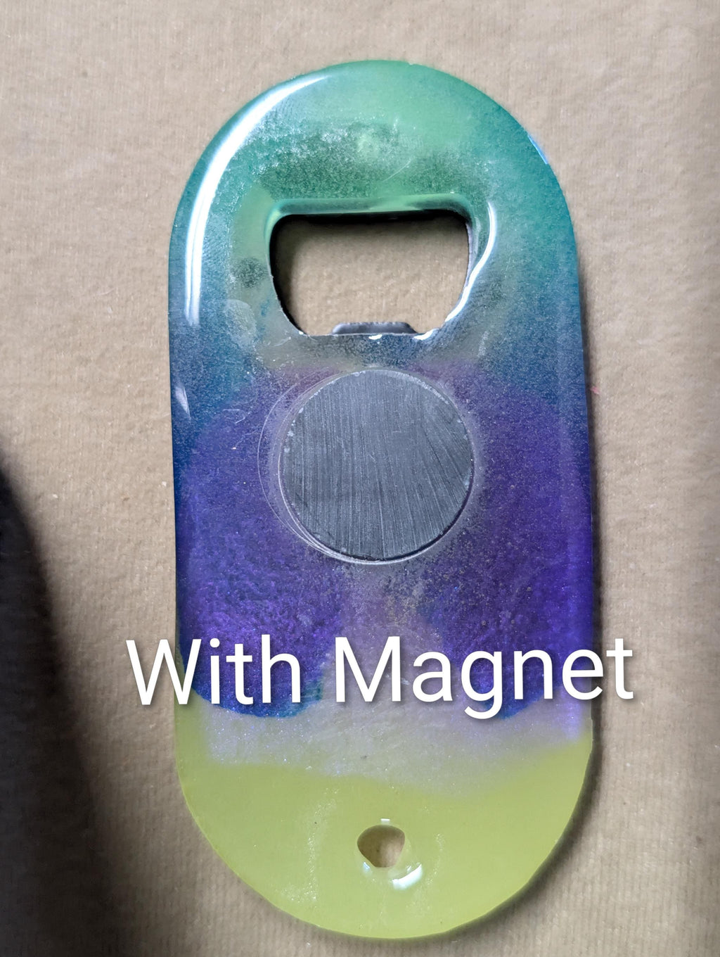 Oval Shaped Handcrafted Resin Bottle Opener: USA Made, Magnetic Option