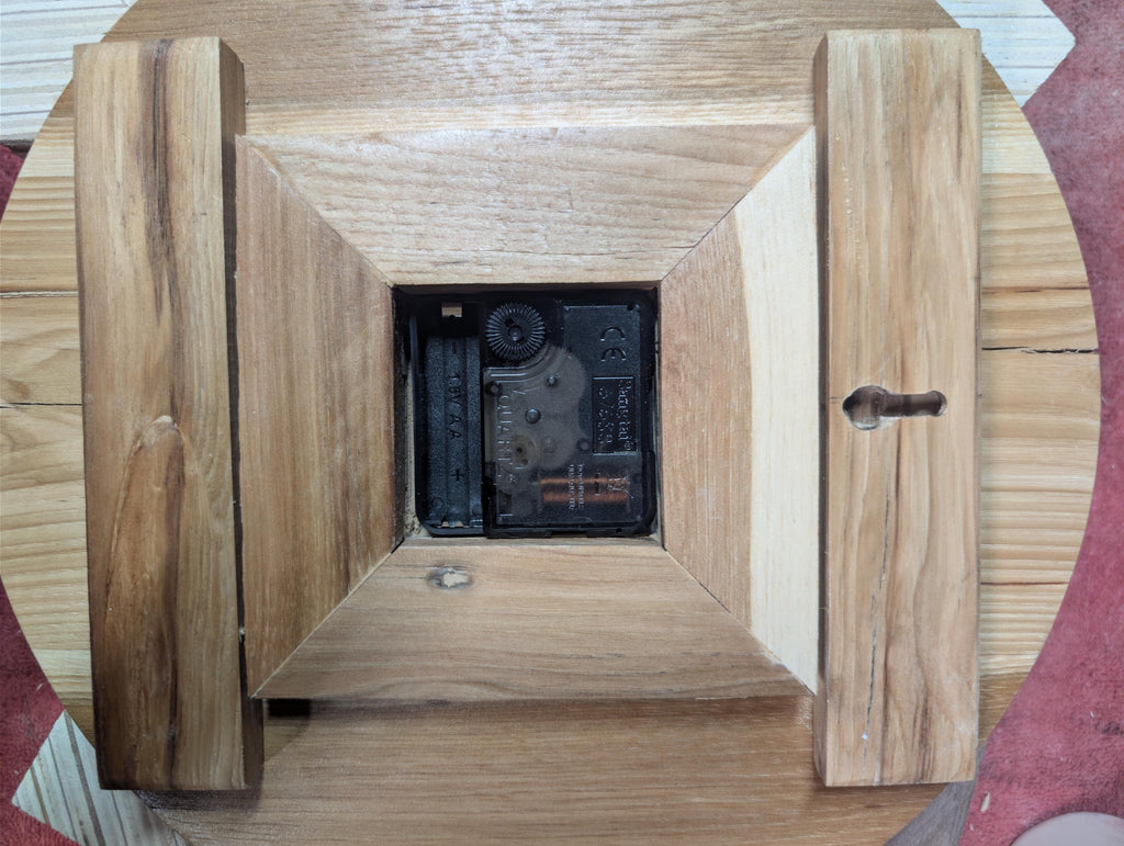 hand crafted rustic/modern clock Hickory wood and resin combo