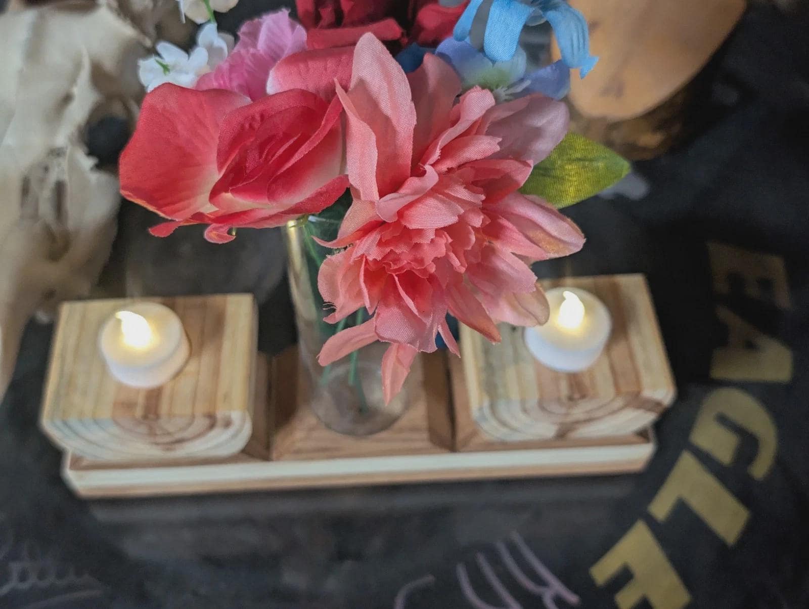 Hand Crafted Rustic Flower And Candle Holder In A Farmhouse Style
