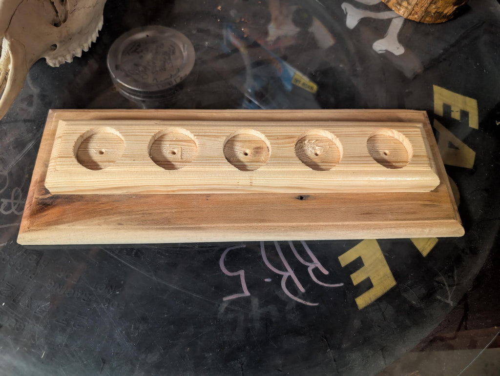 Rustic Hand Crafted Wooden Candle Holder For 5 Candles