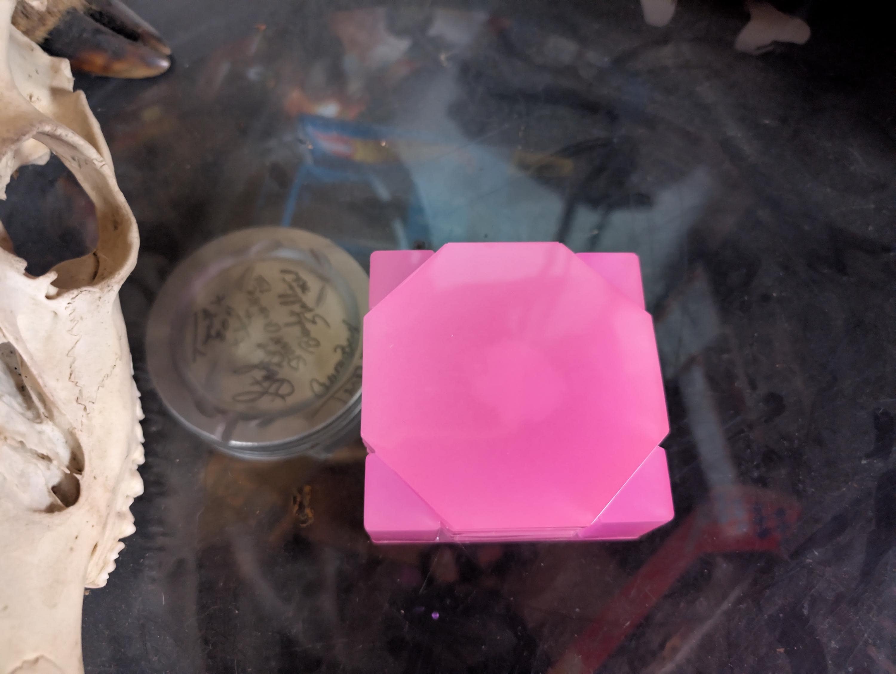 Hand Crafted Resin Coaster octagon Set pink In Color With Matching Holder