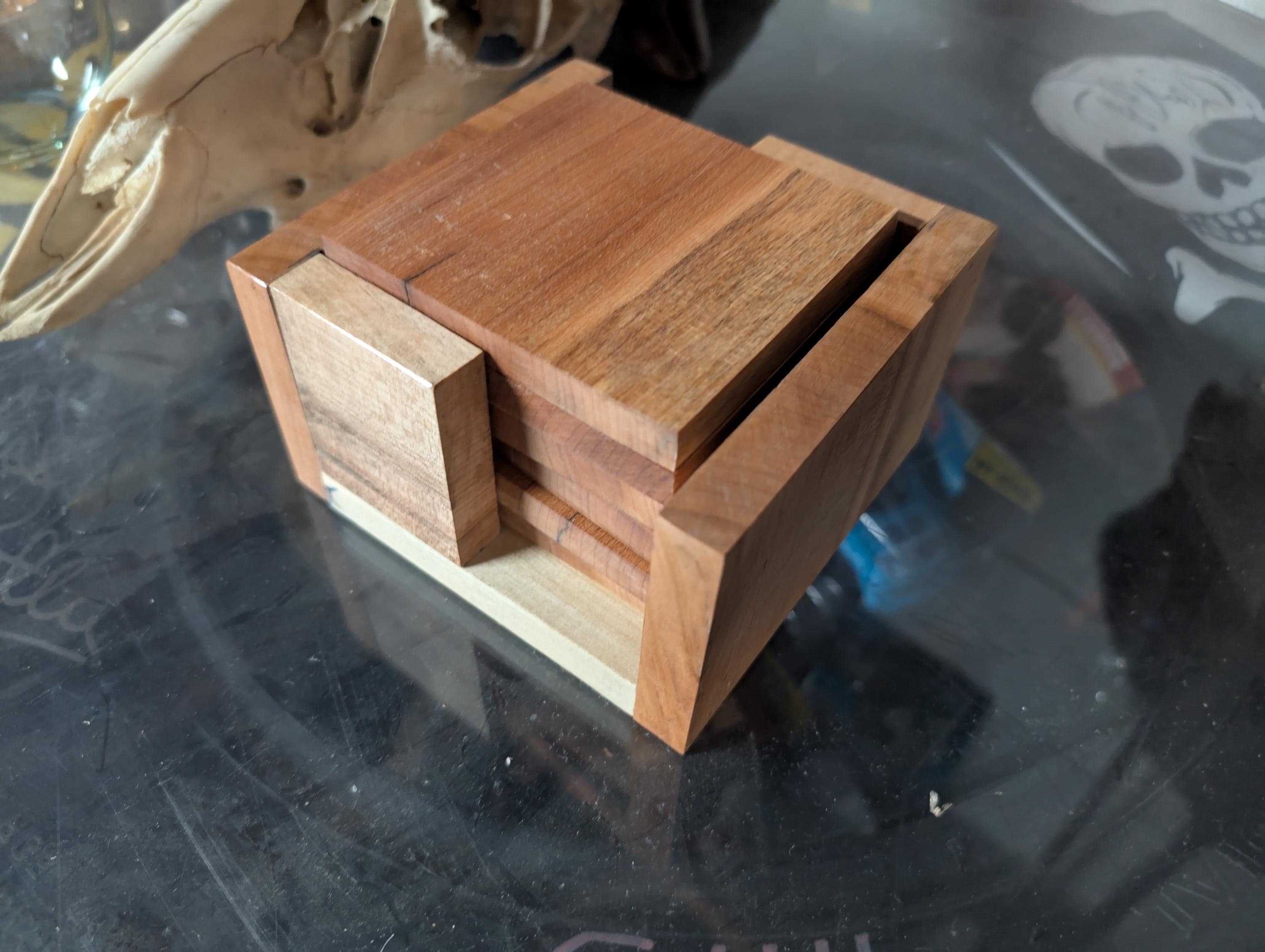 Hand Crafted Oak Coasters Set Of 6 And Holder