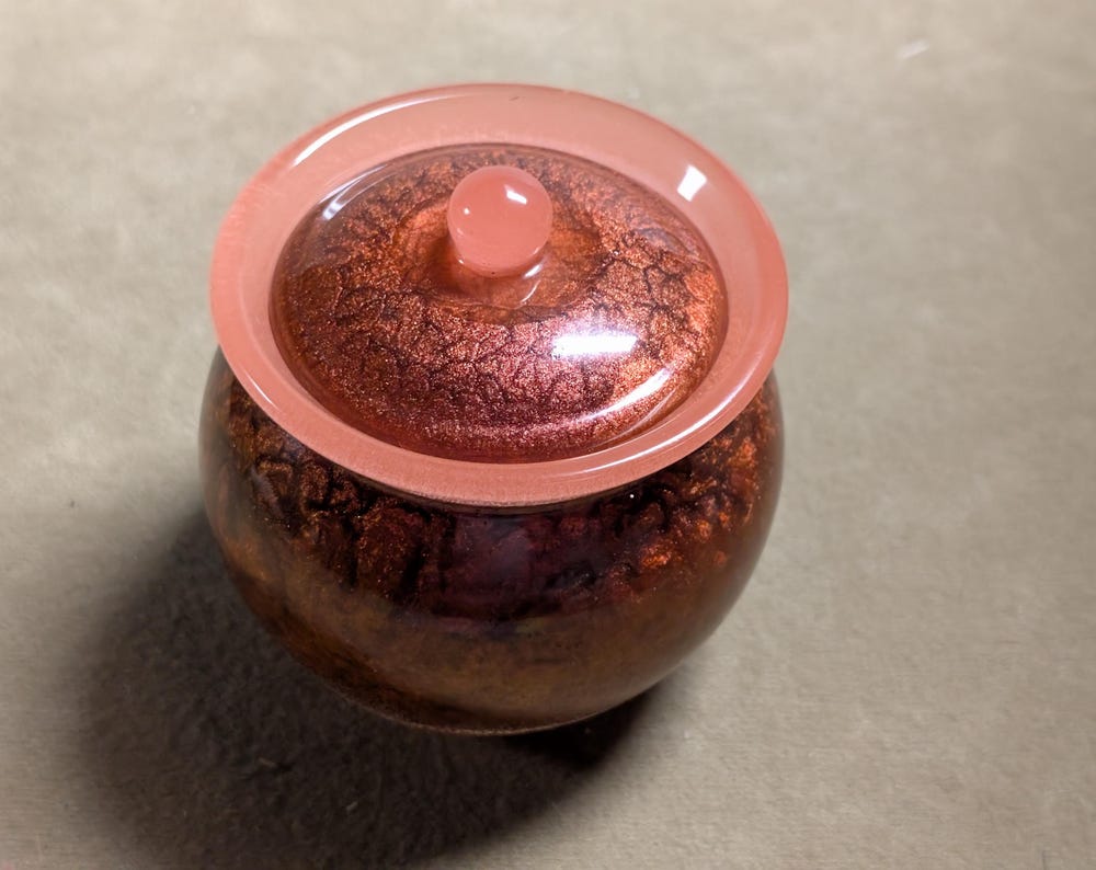 Hand Crafted Chameleon Red And Glow In The Dark pink Resin Candy Or Keepsake Jar