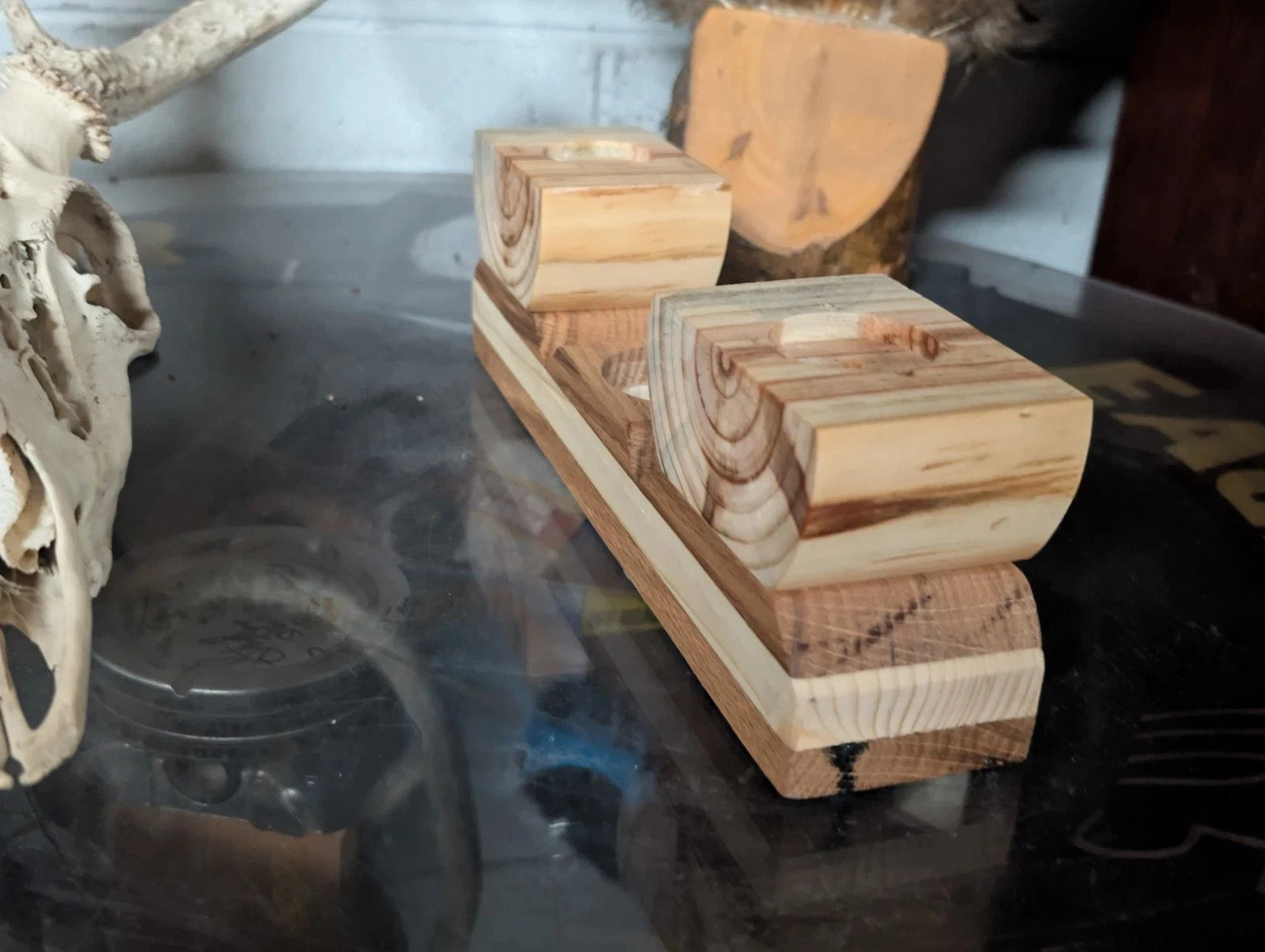 Hand Crafted Rustic Flower And Candle Holder In A Farmhouse Style
